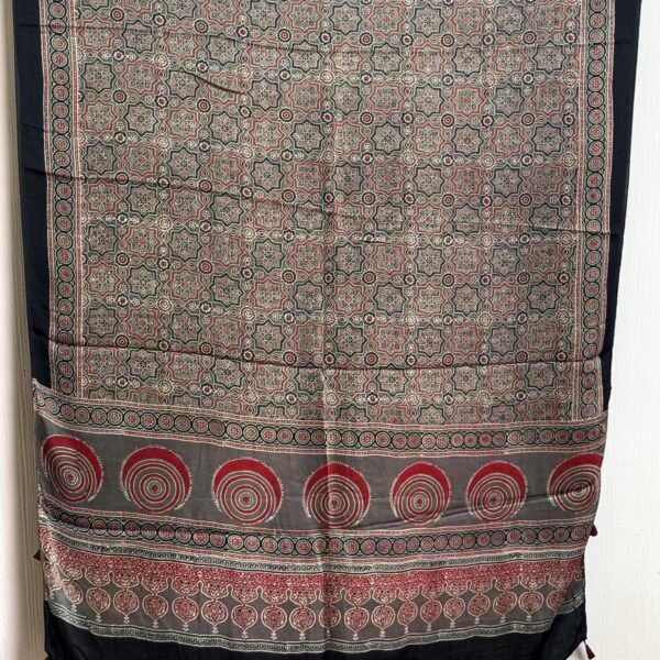 Premium Modal Silk Ajrakh Natural Dye Dupatta with Tassels 16