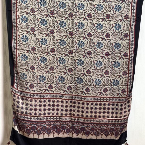 Premium Modal Silk Ajrakh Natural Dye Dupatta with Tassels 15