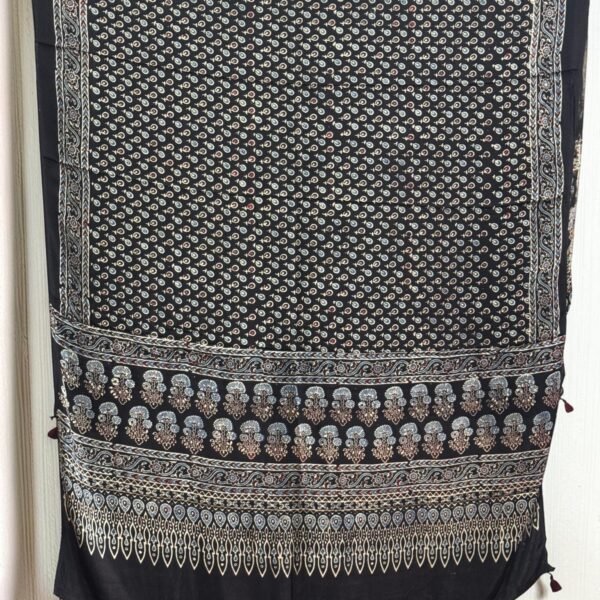 Premium Modal Silk Ajrakh Natural Dye Dupatta with Tassels 13