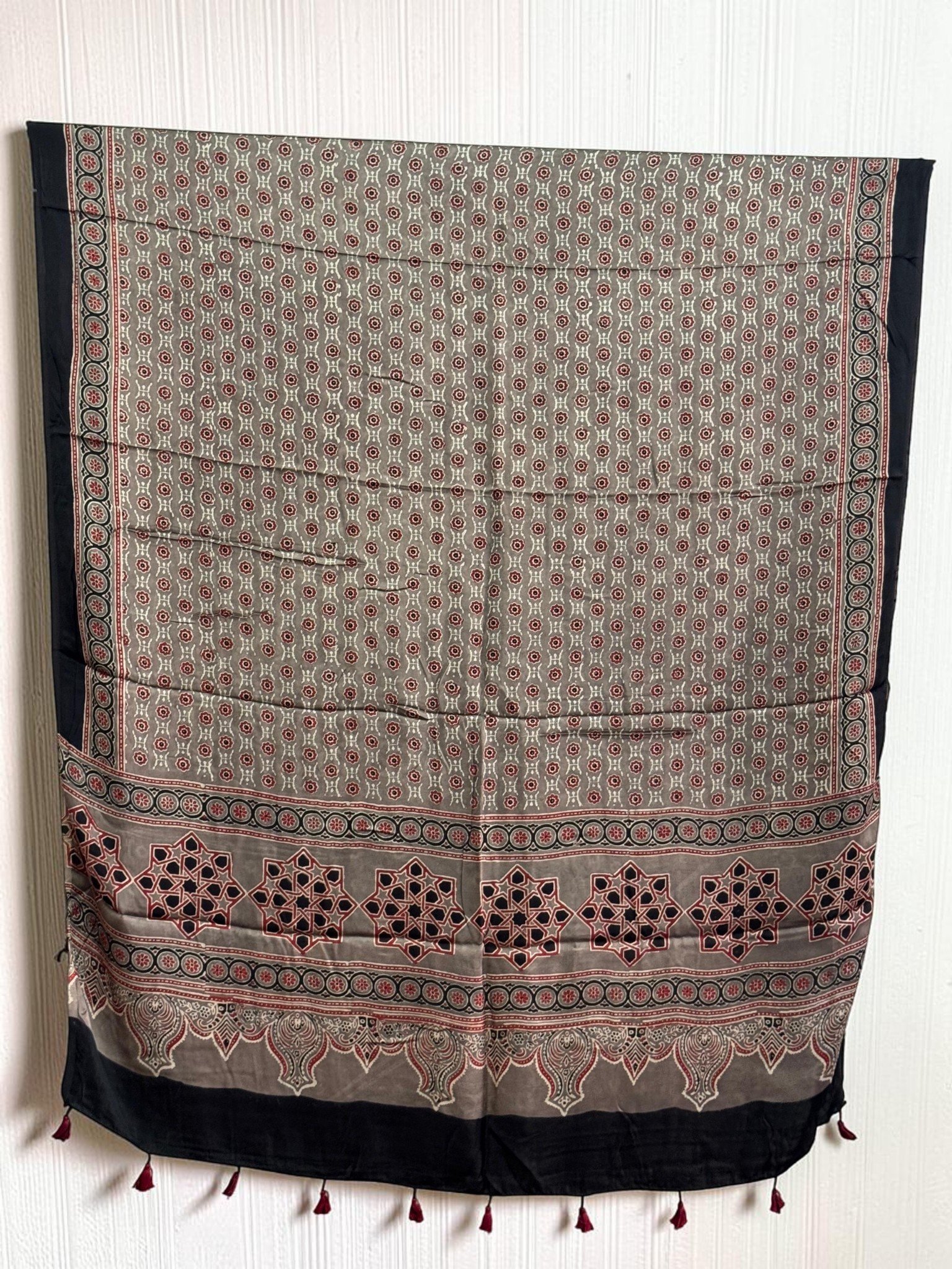 1488413.jpg Premium Modal Silk Ajrakh Natural Dye Dupatta with Tassels 20 - Image 1