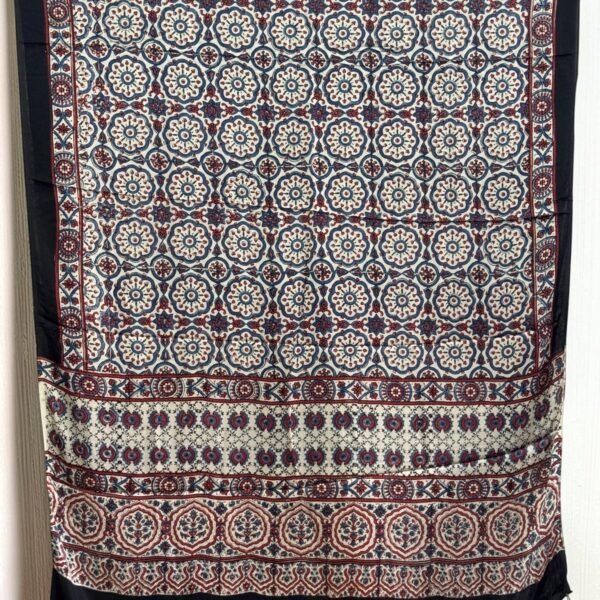 Premium Modal Silk Ajrakh Natural Dye Dupatta with Tassels 04