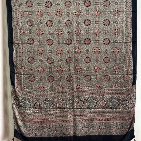 Premium Modal Silk Ajrakh Natural Dye Dupatta with Tassels 22