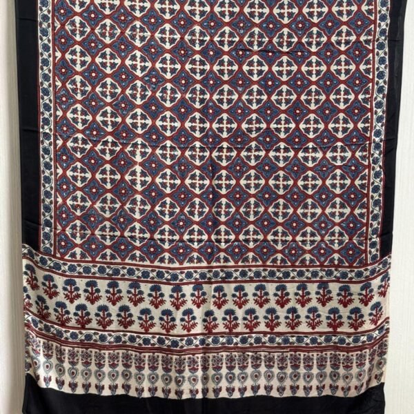 Premium Modal Silk Ajrakh Natural Dye Dupatta with Tassels 01