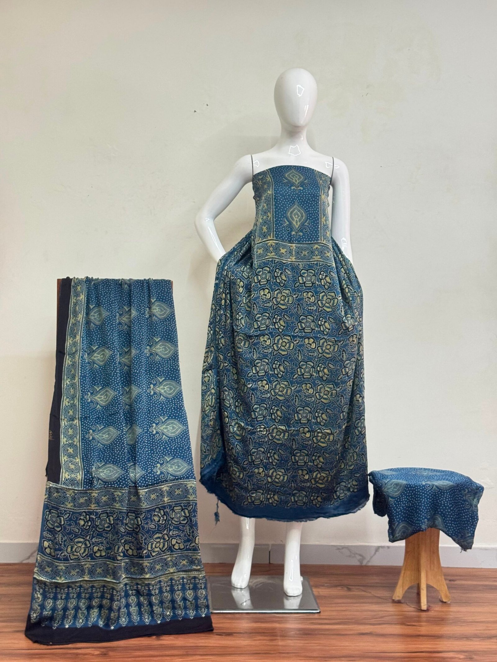 1506802.jpg Havi Pure Modal Silk Ajrakh Nechral Dye Suit 03 - Image 1