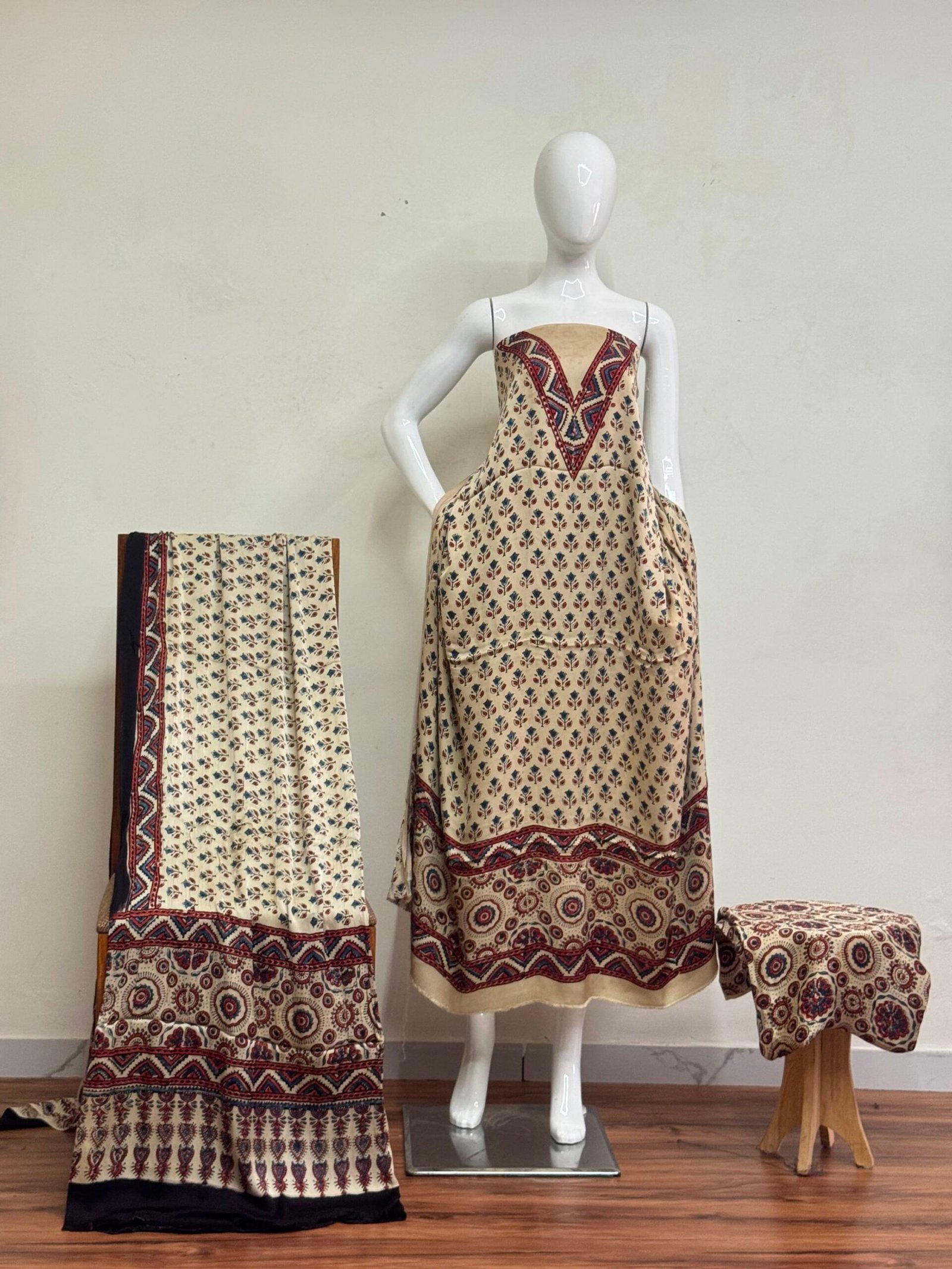 1506804.jpg Havi Pure Modal Silk Ajrakh Nechral Dye Suit 07 - Image 1