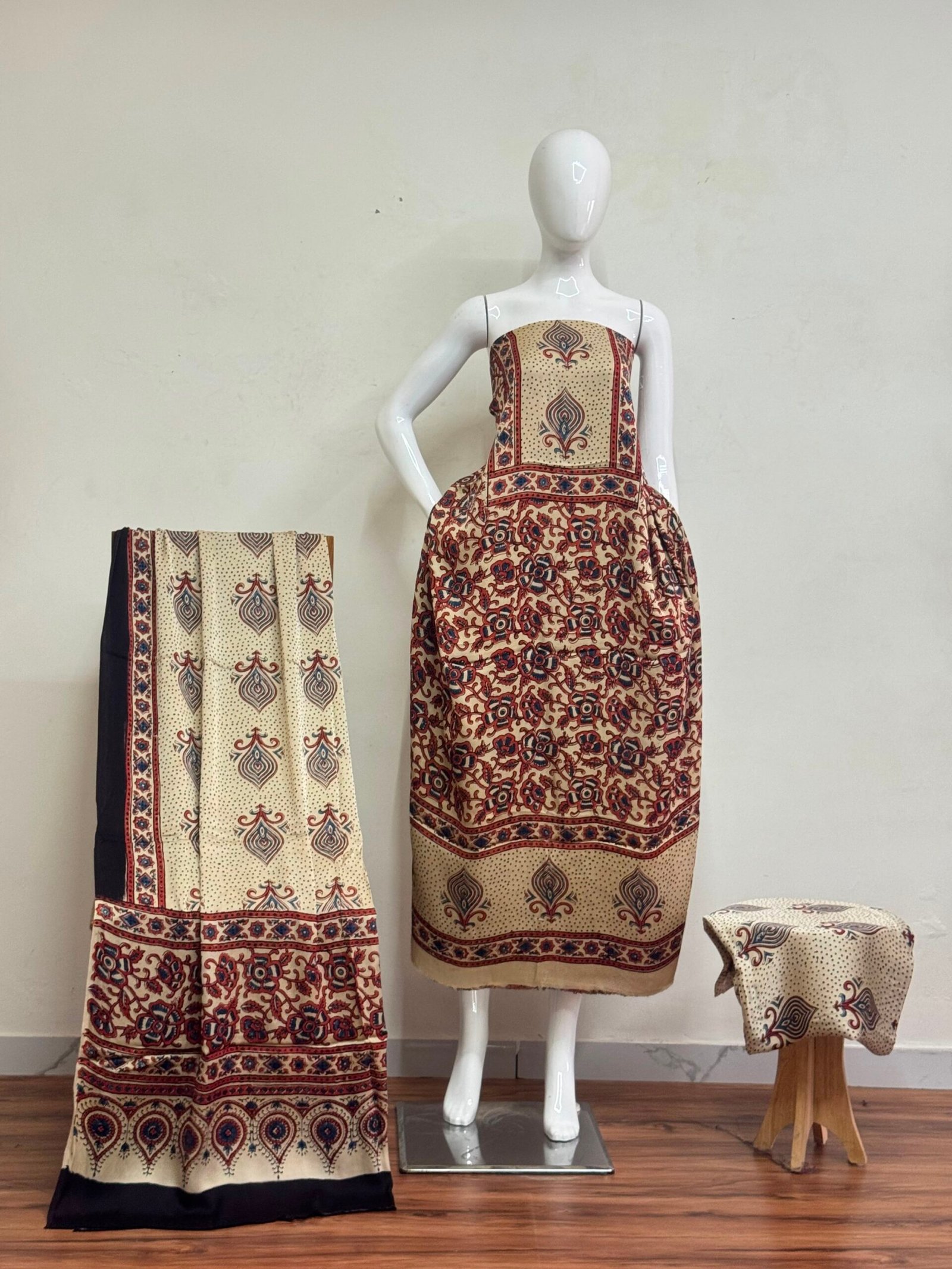 1506837.jpg Havi Pure Modal Silk Ajrakh Nechral Dye Suit 11 - Image 1
