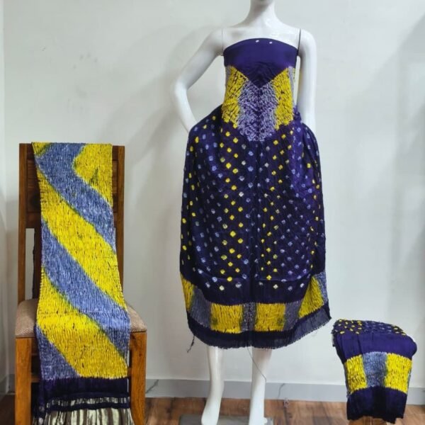 Shiori Suit – Modal Silk Multi Color Shibori & Bandhani 18