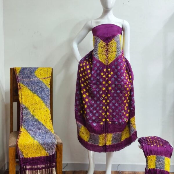 Shiori Suit – Modal Silk Multi Color Shibori & Bandhani 17