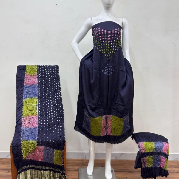 Shiori Suit – Modal Silk Multi Color Shibori & Bandhani 07