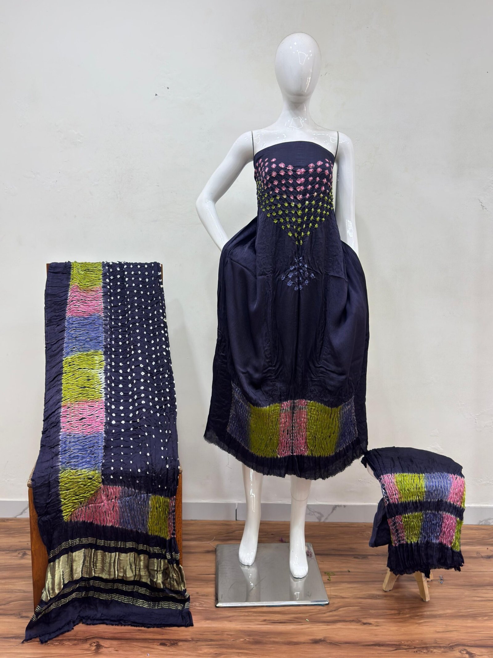 1507747.jpg Shiori Suit – Modal Silk Multi Color Shibori & Bandhani 07 - Image 1