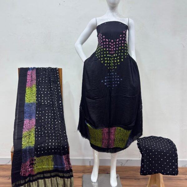 Shiori Suit – Modal Silk Multi Color Shibori & Bandhani 08