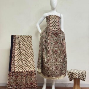 Havi Pure Modal Silk Ajrakh Natural Dye 3-Piece Suit