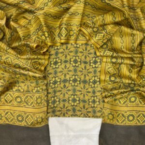 Handloom Pure Tussar Silk Ajrakh Natural Dye 2-Piece Suit Set – Exclusive Collection
