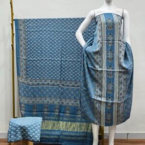 Havi Modal Silk Ajrakh Hand Block Print Neptol Dye & Discharge Print 3-Piece Suit Set