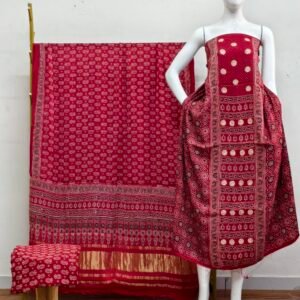 Havi Modal Silk Ajrakh Hand Block Print Neptol Dye & Discharge Print 3-Piece Suit Set