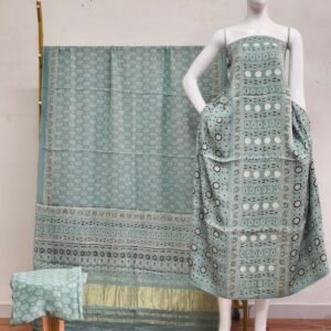 Havi Modal Silk Ajrakh Hand Block Print Neptol Dye & Discharge Print 3-Piece Suit Set
