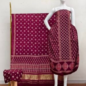 Havi Modal Silk Ajrakh Hand Block Print Neptol Dye & Discharge Print 3-Piece Suit Set