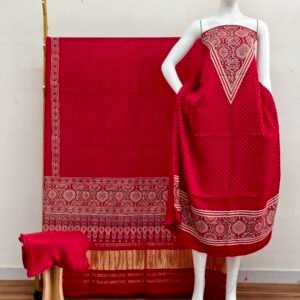 Havi Modal Silk Ajrakh Hand Block Print Neptol Dye & Discharge Print 3-Piece Suit Set