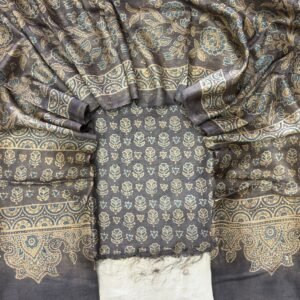 Handloom Pure Tussar Silk Ajrakh Natural Dye 2-Piece Suit Set – Exclusive Collection