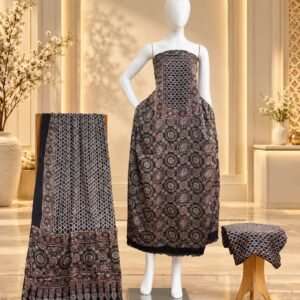 Havi Pure Modal Silk Ajrakh Natural Dye 3-Piece Suit 011