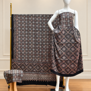 Havi Pure Modal Silk Ajrakh Hand Block Print Natural Dye 3-Piece Suit