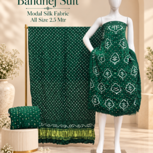 Premium Barik Bandhej Modal Silk 3-Piece Suit with Tissue Pallu