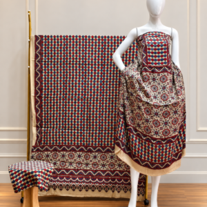 Havi Pure Modal Silk Ajrakh Hand Block Print Natural Dye 3-Piece Suit