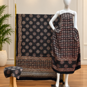 Havi Pure Modal Silk Ajrakh Hand Block Print Natural Dye 3-Piece Suit