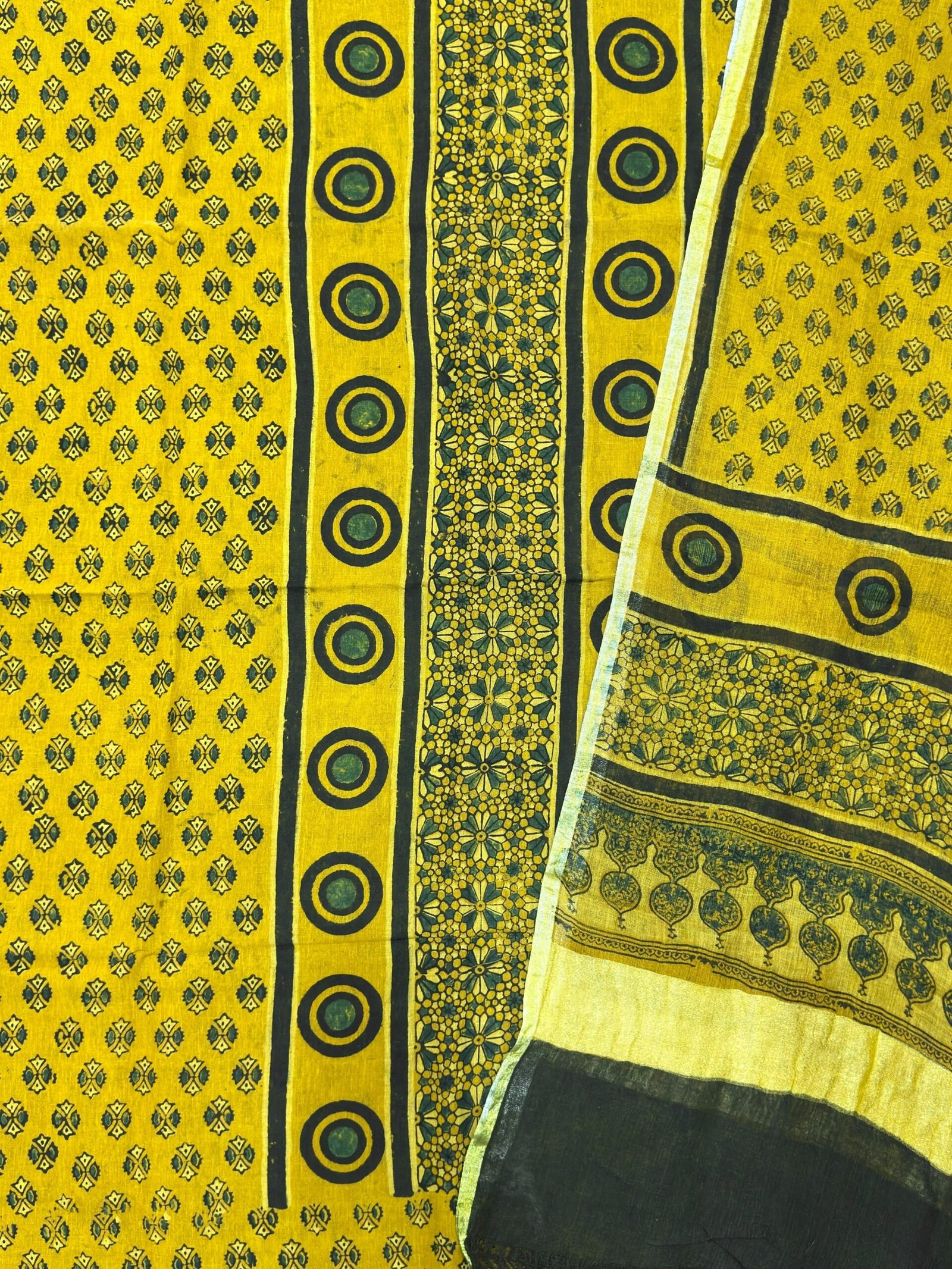 Premium Ajrakh Hand Block Print Natural Dye Pure Linen by Linen 2-Piece Suit Set