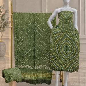 Premium Barik Bandhej Modal Silk 3-Piece Suit with Tissue Pallu