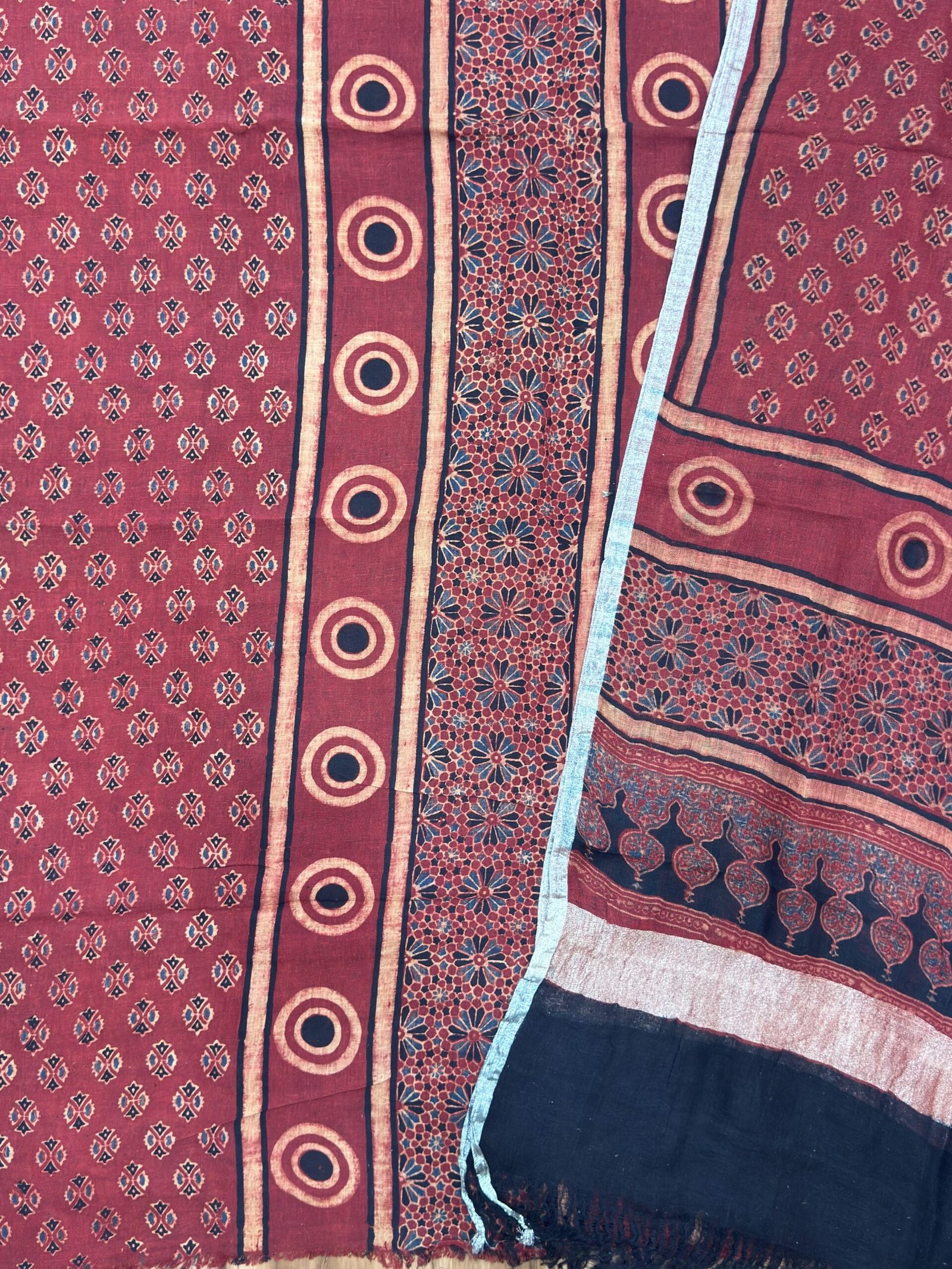 Premium Ajrakh Hand Block Print Natural Dye Pure Linen by Linen 2-Piece Suit Set