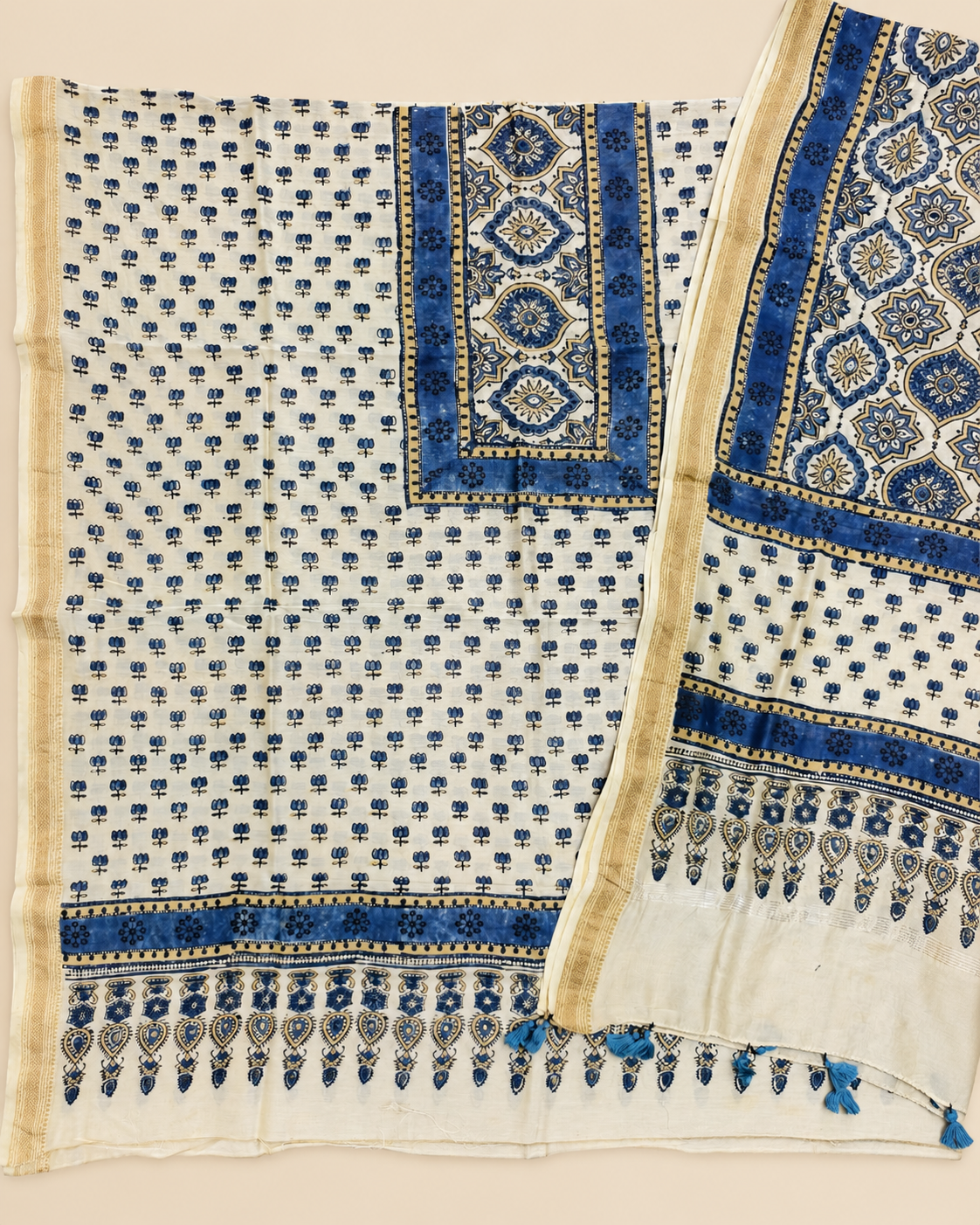 Premium Ajrakh Maheswari Silk 2-Piece Suit Set