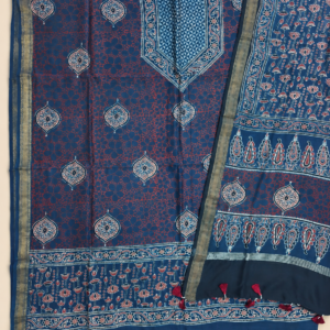 Premium Ajrakh Maheswari Silk 2-Piece Suit Set
