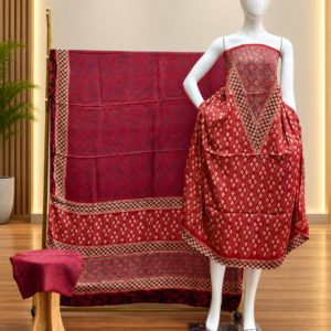 Havi Pure Modal Silk Ajrakh Hand Block Print Natural Dye 3-Piece Suit