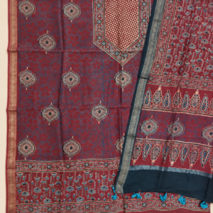 Premium Ajrakh Maheswari Silk 2-Piece Suit Set