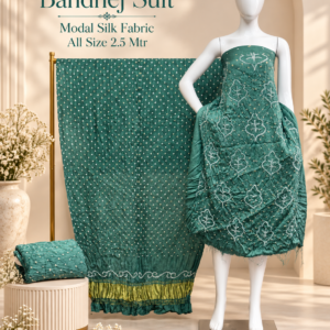 Premium Barik Bandhej Modal Silk 3-Piece Suit with Tissue Pallu