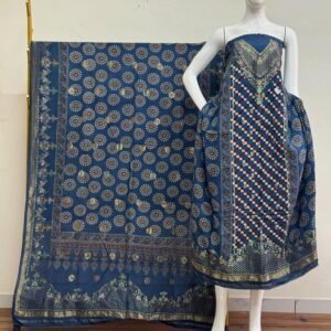 Meena Kari Dola Silk Ajrakh Hand Block Print 2-Piece Suit 07