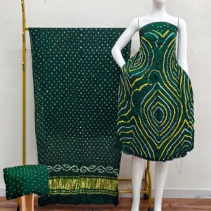 Premium Barik Bandhej Modal Silk 3-Piece Suit with Tissue Pallu