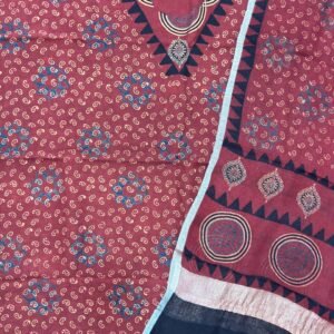 Premium Ajrakh Hand Block Print Natural Dye Pure Linen by Linen 2-Piece Suit Set