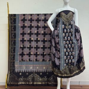 Meena Kari Dola Silk Ajrakh Hand Block Print 2-Piece Suit 09