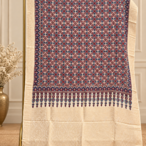 Dola Silk Ajrakh Hand Block Print Natural Dye Dupatta
