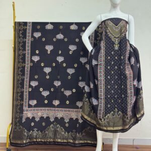 Meena Kari Dola Silk Ajrakh Hand Block Print 2-Piece Suit 08