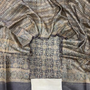 Handloom Pure Tussar Silk Ajrakh Natural Dye 2-Piece Suit Set – Exclusive Collection