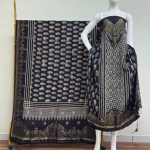 Meena Kari Dola Silk Ajrakh Hand Block Print 2-Piece Suit 05