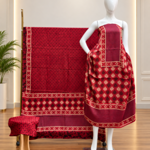 Havi Pure Modal Silk Ajrakh Hand Block Print Natural Dye 3-Piece Suit