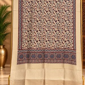 Dola Silk Ajrakh Hand Block Print Natural Dye Dupatta