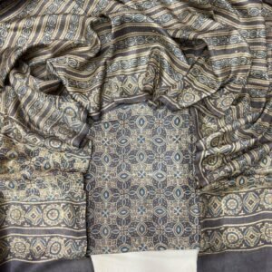 Handloom Pure Tussar Silk Ajrakh Natural Dye 2-Piece Suit Set – Exclusive Collection