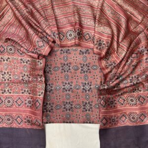 Handloom Pure Tussar Silk Ajrakh Natural Dye 2-Piece Suit Set – Exclusive Collection