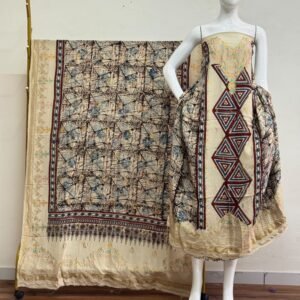 Meena Kari Dola Silk Ajrakh Hand Block Print 2-Piece Suit 01