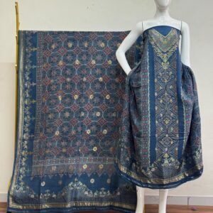Meena Kari Dola Silk Ajrakh Hand Block Print 2-Piece Suit 02